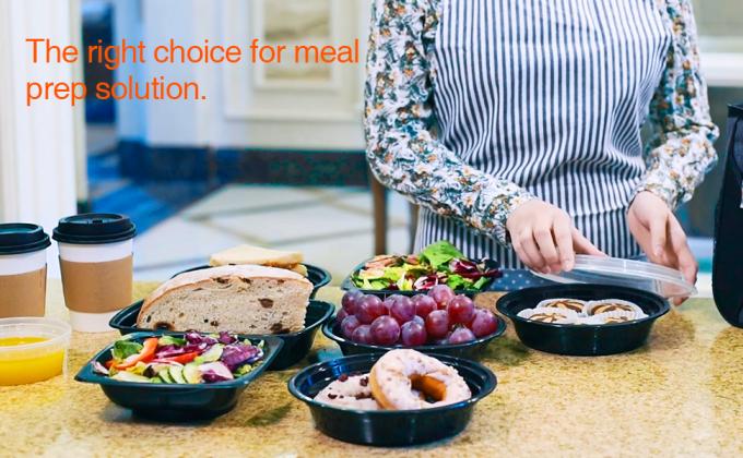 Контейнеры для приготовления пищи многоразовые, 2 отсека Контейнеры для пищи с крышками для использования Контейнеры, черные пластиковые контейнеры 1