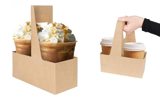 2 чашки одноразовые носители напитков с ручкой (25 подсчет) - держатель для чашек из картонного картона - держатель для чашек для горячего 0