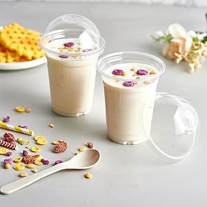 16 Оц прозрачные чашки с купольной крышкой, одноразовые пластиковые чашки для питья, 16 Оц идеальные чашки для мороженого кофе, смузи 3