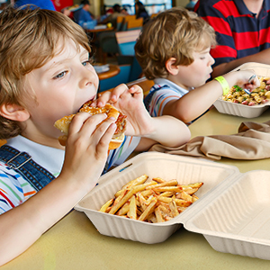 Clamshell выносит контейнеры для пищи, 75 упаковки одноразовые контейнеры, компостируемые коробки, биоразлагаемые 2