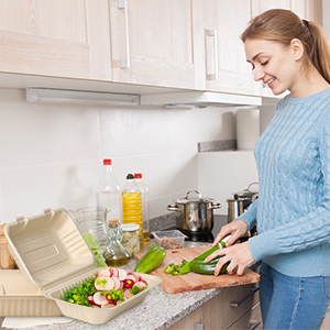 Clamshell выносит контейнеры для пищи, 75 упаковки одноразовые контейнеры, компостируемые коробки, биоразлагаемые 3