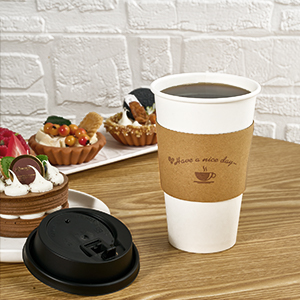 Бумажные чашки для кофе 16 унций, одноразовые чашки для кофе с крышками и карфтовыми рукавами, белые чашки для горячего и холодного напитка 1