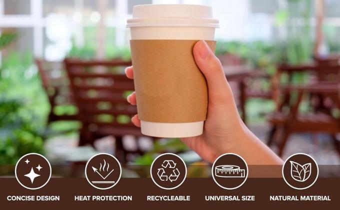 Настроить свой собственный логотип на Coffee Sleeves-100 Coffee Sleeves Fits, 10 унций. - 20 унций. Чашки (пакет из 100), натуральный Kraft 4