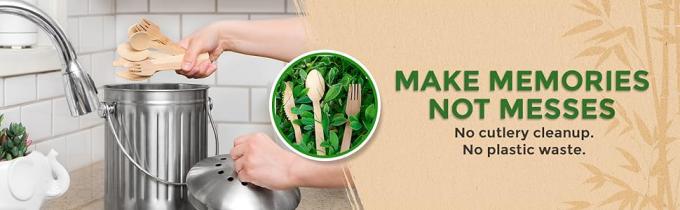 Одноразовая наружная посуда из бамбука, стопроцентная посуда из бамбука, деревянная посуда, экологически чистая, компостируемая посуда 1