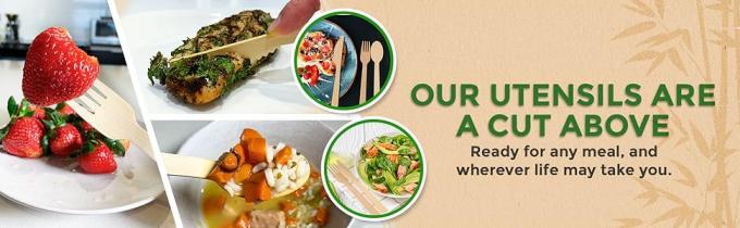 Одноразовая наружная посуда из бамбука, стопроцентная посуда из бамбука, деревянная посуда, экологически чистая, компостируемая посуда 3