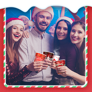 Рождественские бумажные кофейные чашки с рукавами крышки 12 унций рождественские одноразовые кубки для вечеринок Рождественская елка горячие чашки с какао 6