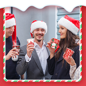 Рождественские бумажные кофейные чашки с рукавами крышки 12 унций рождественские одноразовые кубки для вечеринок Рождественская елка горячие чашки с какао 7