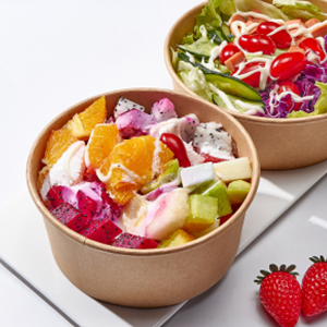 Крафт бумажные миски с крышкой, 25 унций одноразовые суп салат подавать миски, чтобы пойти контейнер пищи для десерта вечеринки 5