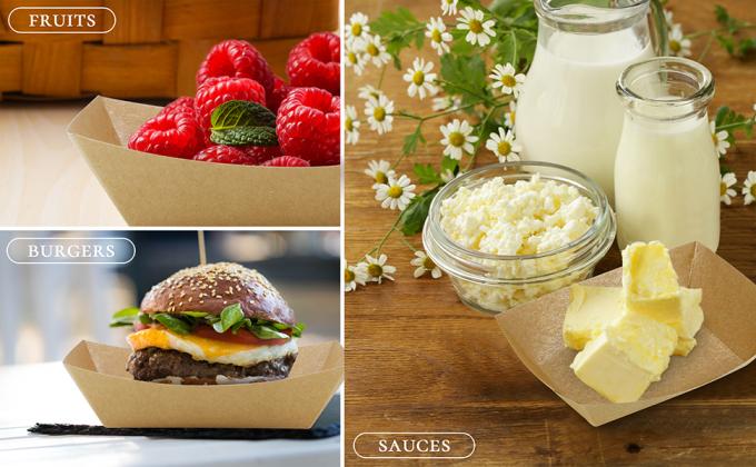 Крафт-бумага перерабатываемая экологически чистые лодки для подачи пищи Вывозить блюда Подносы для пищевых блюд Вечерние принадлежности для тако, начо 10