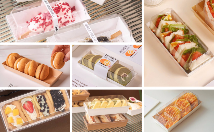 Kraft Sandwich Box: Tidy, durable, PET plastic design, ideal for various festive occasions.
