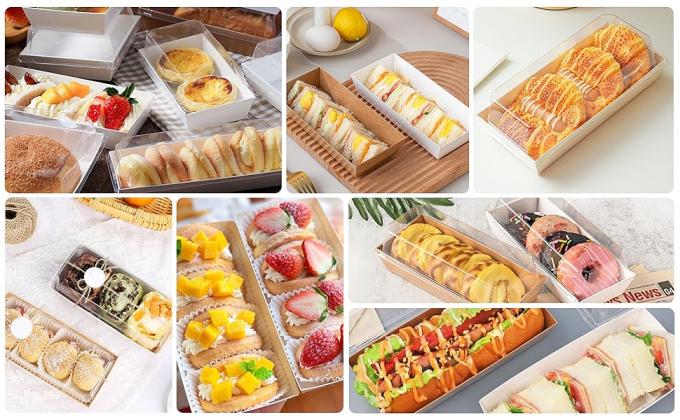 Прозрачные крышки, 8х5 дюймовые большие одноразовые пекарни, контейнеры для пищи для кусочков пирога, кексов, бутербродов 8