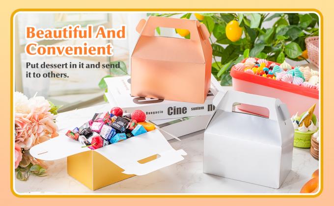 Габл Конфеты коробки, маленькие лакомства Подарки с ручкой, десертные коробки Подарок для свадьбы, день рождения 4