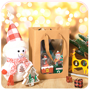 Торговые сумки Kraft с ручками для подарков, праздников Подарочные сумки с прозрачным окном 2