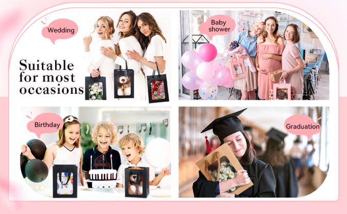 Торговые сумки Kraft с ручками для подарков, праздников Подарочные сумки с прозрачным окном 4