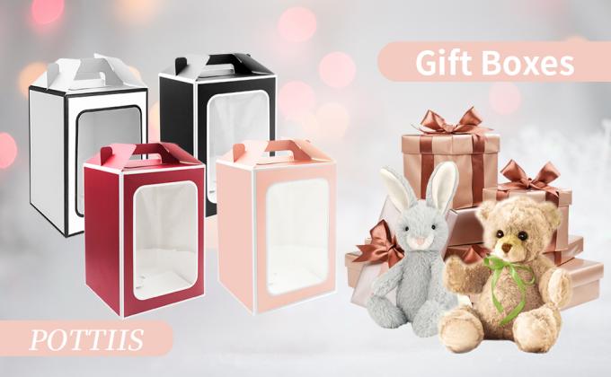 Большие подарочные коробки, 10 шт. бумажные пакеты с прозрачным окном, 9,8 x 7 x 5,1 дюйма 0