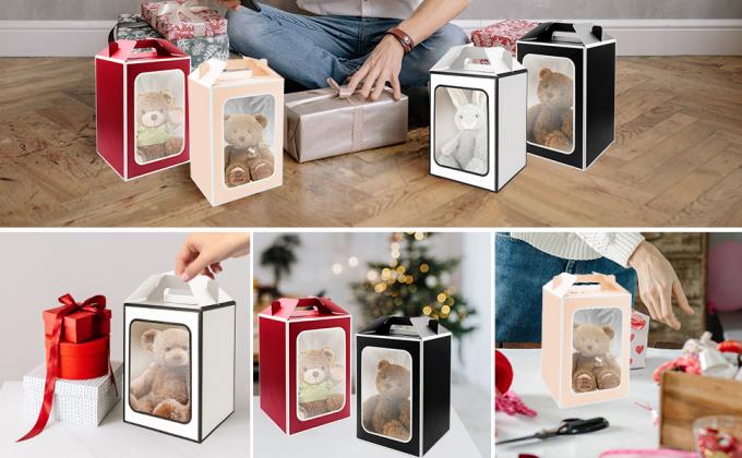 Большие подарочные коробки, 10 шт. бумажные пакеты с прозрачным окном, 9,8 x 7 x 5,1 дюйма 4