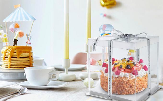 Коробки для упаковки тортов Высокая коробка для тортов с крышкой и лентой 148 футов Высокие коробки для тортов для 4-дюймовых двойных слоев 0