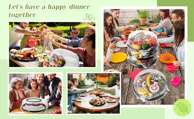 Одноразовые столовые подносы с крышками Подносы для подачи пищи Черные пластиковые круглые подносы с прозрачными крышками Дели восковая бумага 3