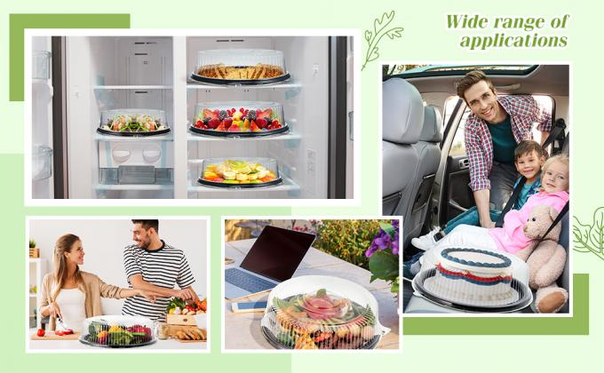 Одноразовые столовые подносы с крышками Подносы для подачи пищи Черные пластиковые круглые подносы с прозрачными крышками Дели восковая бумага 4