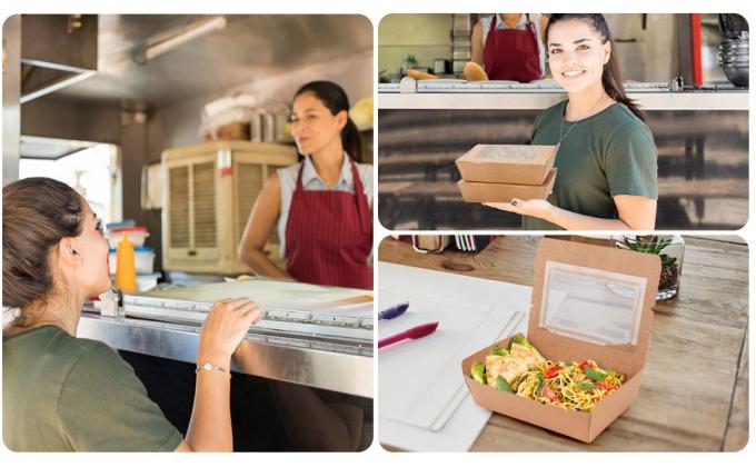 40 унций Контейнеры для еды (50 упаковки) Одноразовая коробка для еды из бумажной бумаги 0