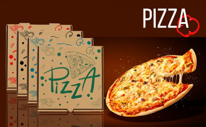 Коробки с пиццей из гофрированной бумаги Коробки для вывоза контейнеров Подарочные пакеты Коробки для вывоза Почтовая доставка Складный ящик 0