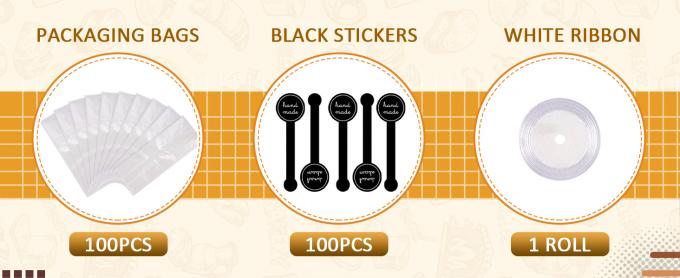 Прозрачные пластиковые пакеты для печенья, пирога, шоколада, конфеты, закусок, хорошие для пекарни с наклейками 0