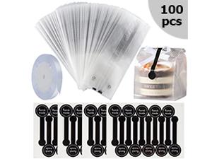 Прозрачные пластиковые пакеты для печенья, пирога, шоколада, конфеты, закусок, хорошие для пекарни с наклейками 4