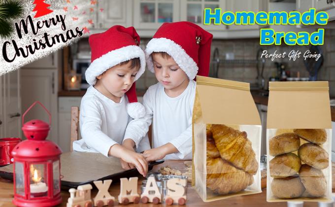 Большие пакетики с хлебом, 13,7 x 8,2 x 3,5 дюйма Пакет для хлебопекарни из крафт-бумаги с окнами 1