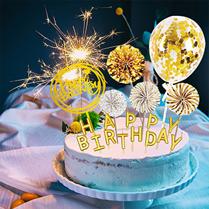 День рождения Бумажные фанаты Баннер Конфетти Баллоны Фейерверки Золотые кексы Запчасти для золота Тематические вечеринки Декорация Девочка Мальчик Мальчик 1