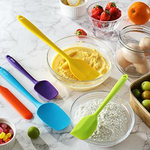 Силиконовый резиновый набор шпатулы, для приготовления пищи и выпечки, сейф для посудомоечной машины, 5 штук шпатулы + 5 штук измеряющей ложки 4