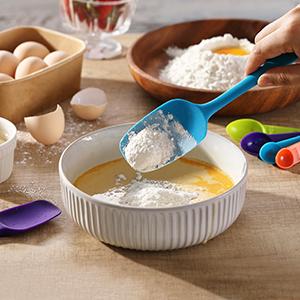 Силиконовый резиновый набор шпатулы, для приготовления пищи и выпечки, сейф для посудомоечной машины, 5 штук шпатулы + 5 штук измеряющей ложки 3