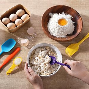 Силиконовый резиновый набор шпатулы, для приготовления пищи и выпечки, сейф для посудомоечной машины, 5 штук шпатулы + 5 штук измеряющей ложки 5