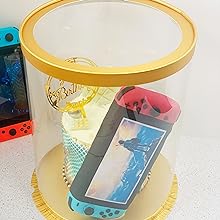 Высокие прозрачные коробки для торта с лентой - золотые круглые прозрачные коробки для торта на день рождения. 1