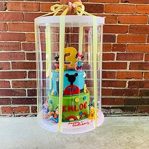 Высокие прозрачные коробки для торта с лентой - золотые круглые прозрачные коробки для торта на день рождения. 5