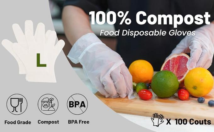 Компостируемые продукты пищевой промышленности одноразовые перчатки ресторанов безопасные для приготовления пищи обработки подачи пищевых продуктов на основе растительного ПЛА экологически чистые 0