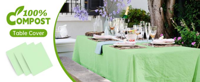 Компостируемые столовые покрытия для прямоугольных столов 73'X104' Столовые покрытия для открытых помещений, вечеринок, пикников, свадеб 0