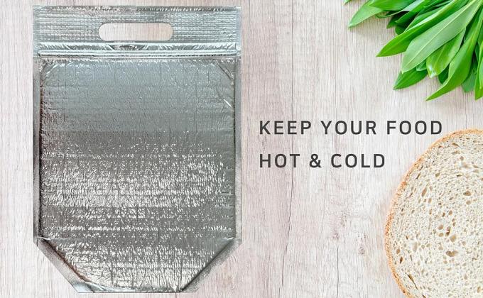 Изолированный обеденный мешок с замком и ручкой, многоразовые прохладительные и тепловые мешки, прохладительный мешок, горячий и холодный, идеально подходит для бутерброда 0