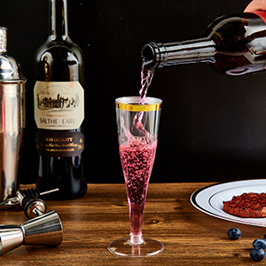 Пластмассовые флейты для шампанского, 4,5 унции золотые бокалы, одноразовые прозрачные тостирующие бокалы, перерабатываемые чаши для свадебной вечеринки 1