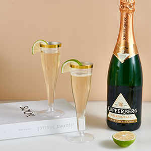 Пластмассовые флейты для шампанского, 4,5 унции золотые бокалы, одноразовые прозрачные тостирующие бокалы, перерабатываемые чаши для свадебной вечеринки 3