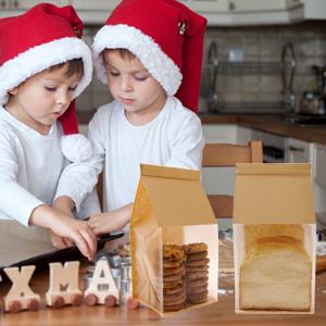 Бумажные пакетики для хлеба из дома Пакетики для хлеба из кислых тестов Пакетики для пекарни с окном Пакетики для печенья для упаковки 3