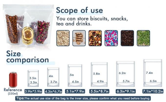 Прозрачные мешки для пищи, мешки для хранения пищи с замком на замке для упаковки продуктов, трав, закусок, чая, специй, пищи для домашних животных и мыла 2