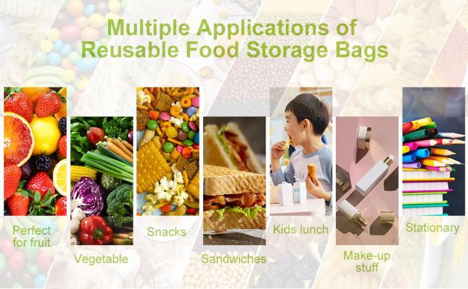 Многоразовые мешки для хранения пищи, мешки для пищевых продуктов, прозрачные, стираемые, морозильные мешки, мешки для сэндвичей 8