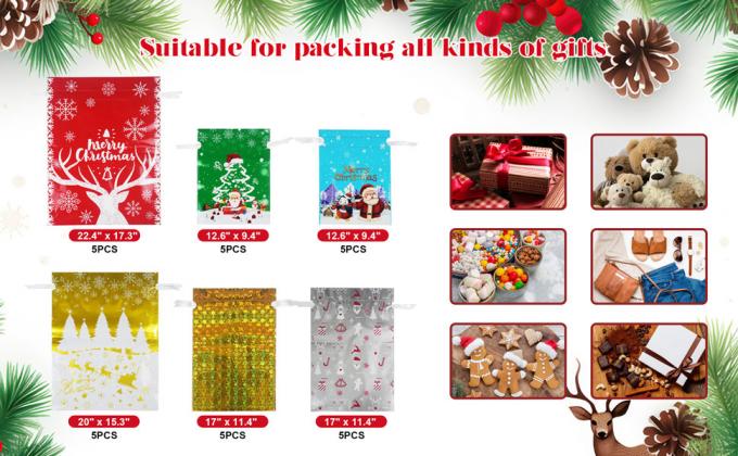 Xmas Present Wrapping Sacks Assorted Sizes
