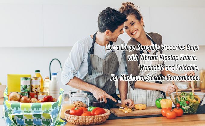 Многоразовые пакеты для продуктов питания Xlarge 50lbs складываемые пакеты для продуктов питания для покупок для пляжа для стирки 0