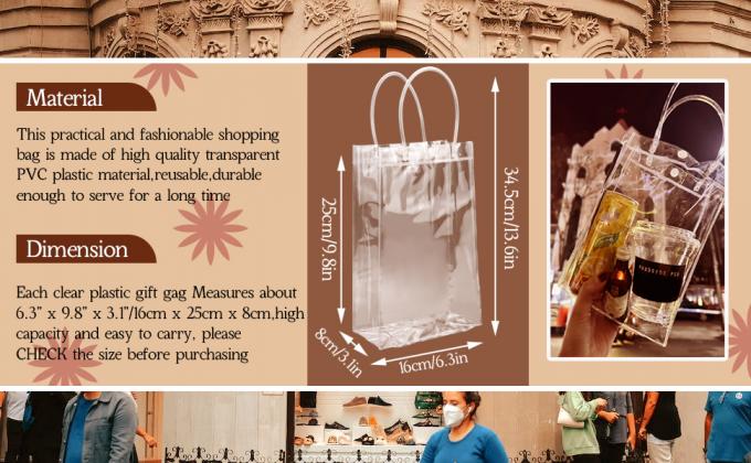 Подарочные сумки с ручкой, прозрачный PVC подарочный пакет с обертыванием, прозрачные сумки для дня святого Валентина, бутик, свадьба, день рождения 0