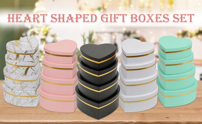 Белые подарочные коробки с крышками для подарков в форме сердца цветочные коробки для аранжировок набор из 4 цветочных коробки упаковка 0
