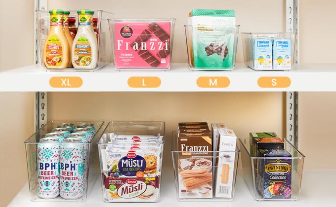 Чистые контейнеры для организации хранилищ, контейнеры для хранения с ручкой для кухни, холодильника, морозильника, шкафа 0