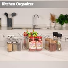 Чистые контейнеры для организации хранилищ, контейнеры для хранения с ручкой для кухни, холодильника, морозильника, шкафа 9