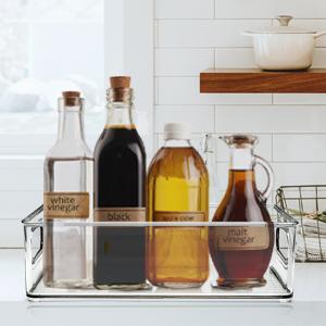 Накладываемые контейнеры для организации холодильника, 6 упаковки Чистые контейнеры для организации кухни с ручками 2