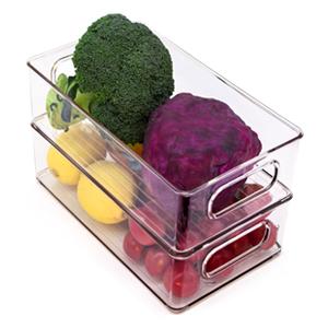 Накладываемые контейнеры для организации холодильника, 6 упаковки Чистые контейнеры для организации кухни с ручками 4